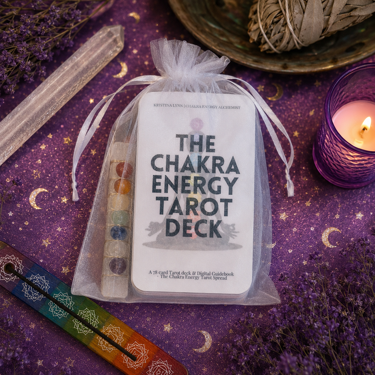 The Chakra Energy Tarot Deck with chakra crystals and ritual tools